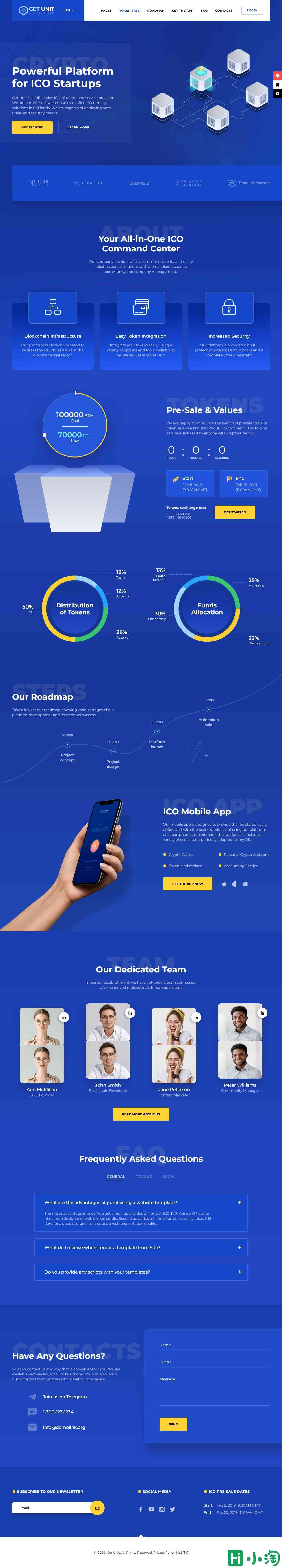 蓝色创新货币金融网站模板-PC预览